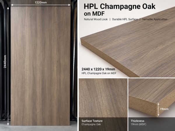 HPL Champagne Oak on MDF