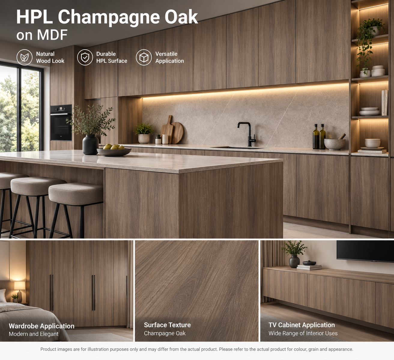 HPL Champagne Oak showroom Sample