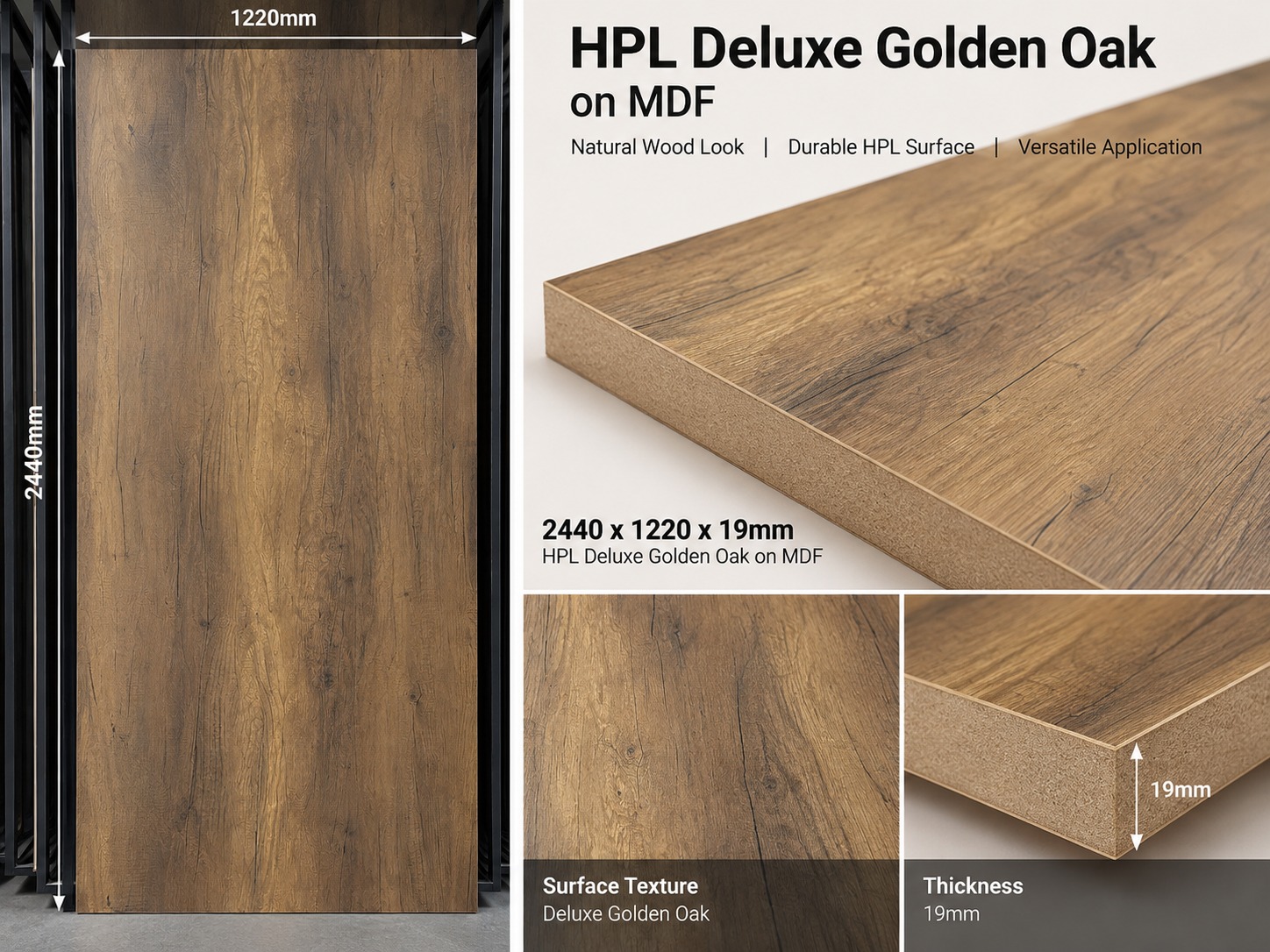 HPL Deluxe Golden Oak on MDF