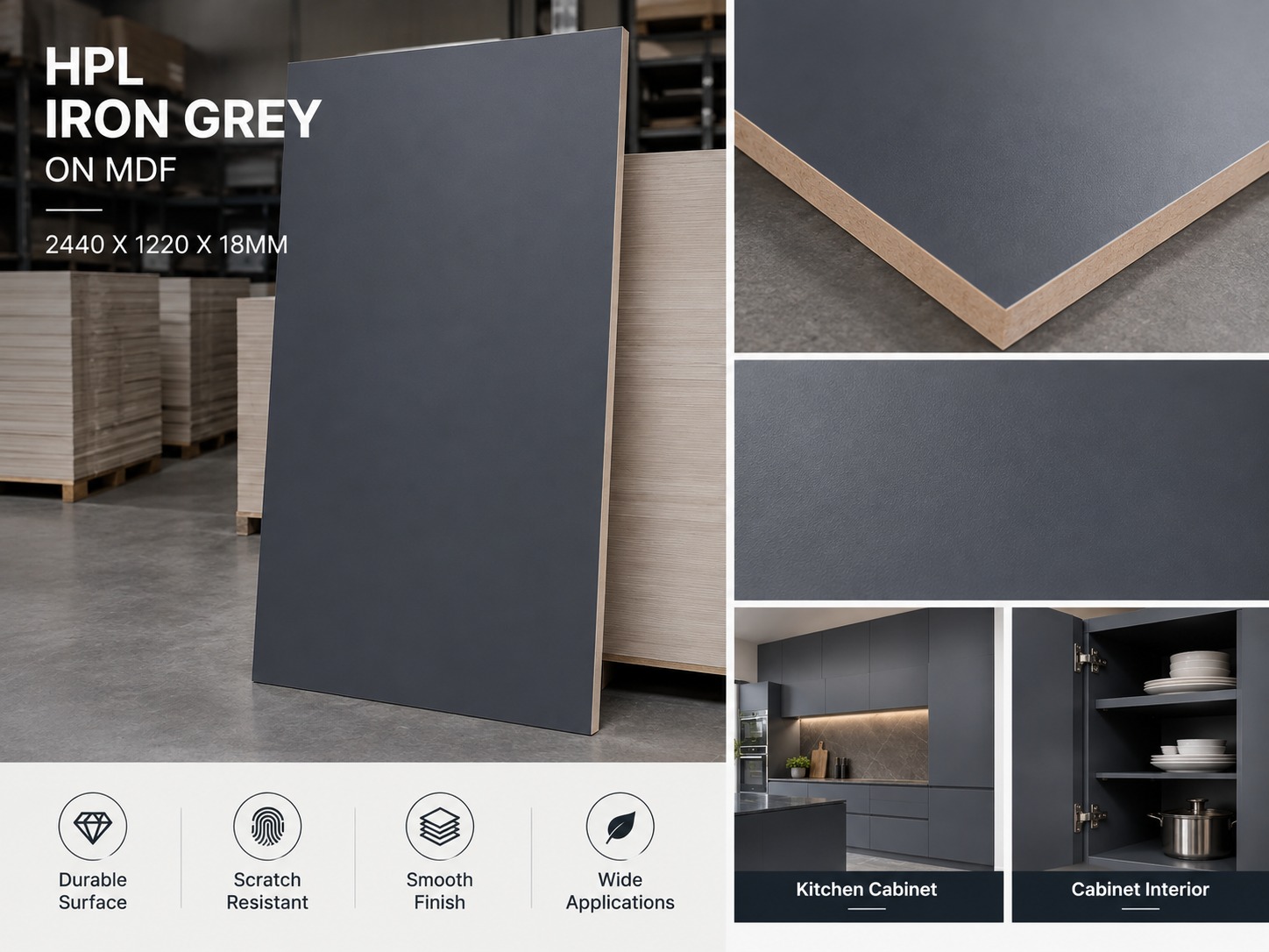 HPL Iron Grey 2440x1220x19mm