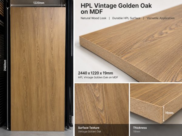 HPL Vintage Golden Oak on MDF