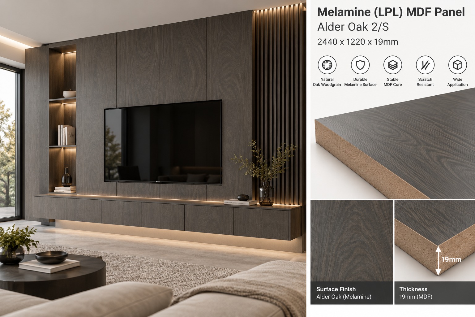 Melamine_Alder_Oak_TV_Wall_Application