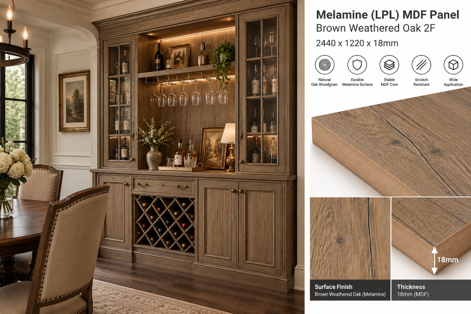 Melamine_Brown_Weathered_Oak_Classic_Wine_Cabinet_Application