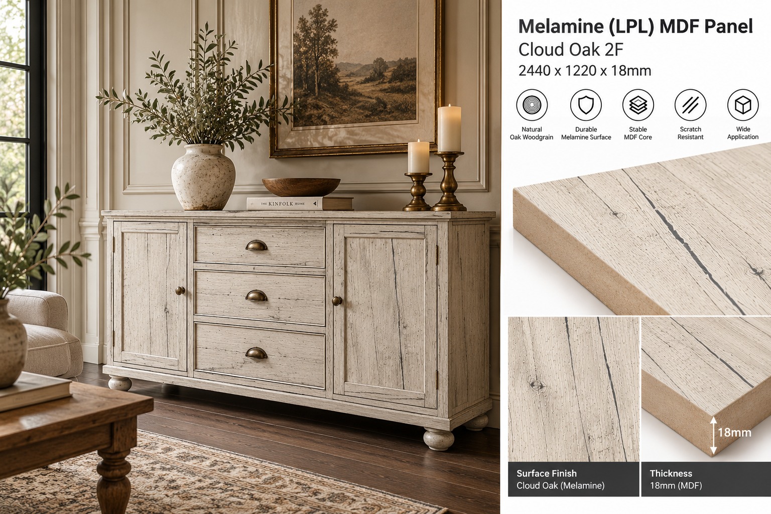 Melamine_Cloud_Oak_Classic_Sideboard_Application