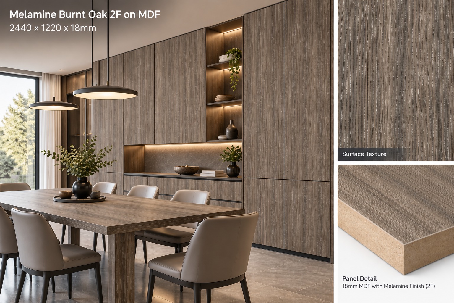 Melamine_Burnt Oak_on_Kitchen Application