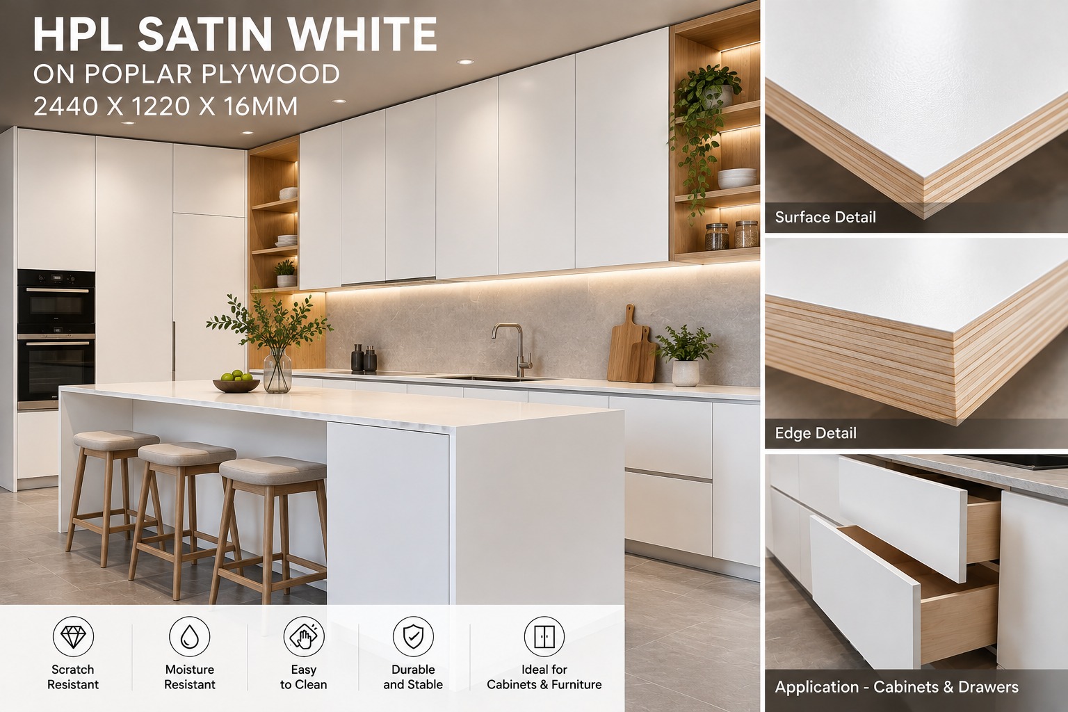 HPL_Satin_White_Kitchen_Application